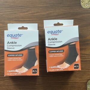 Black Copper Infused Ankle Compression Sleeve (Set of 2)